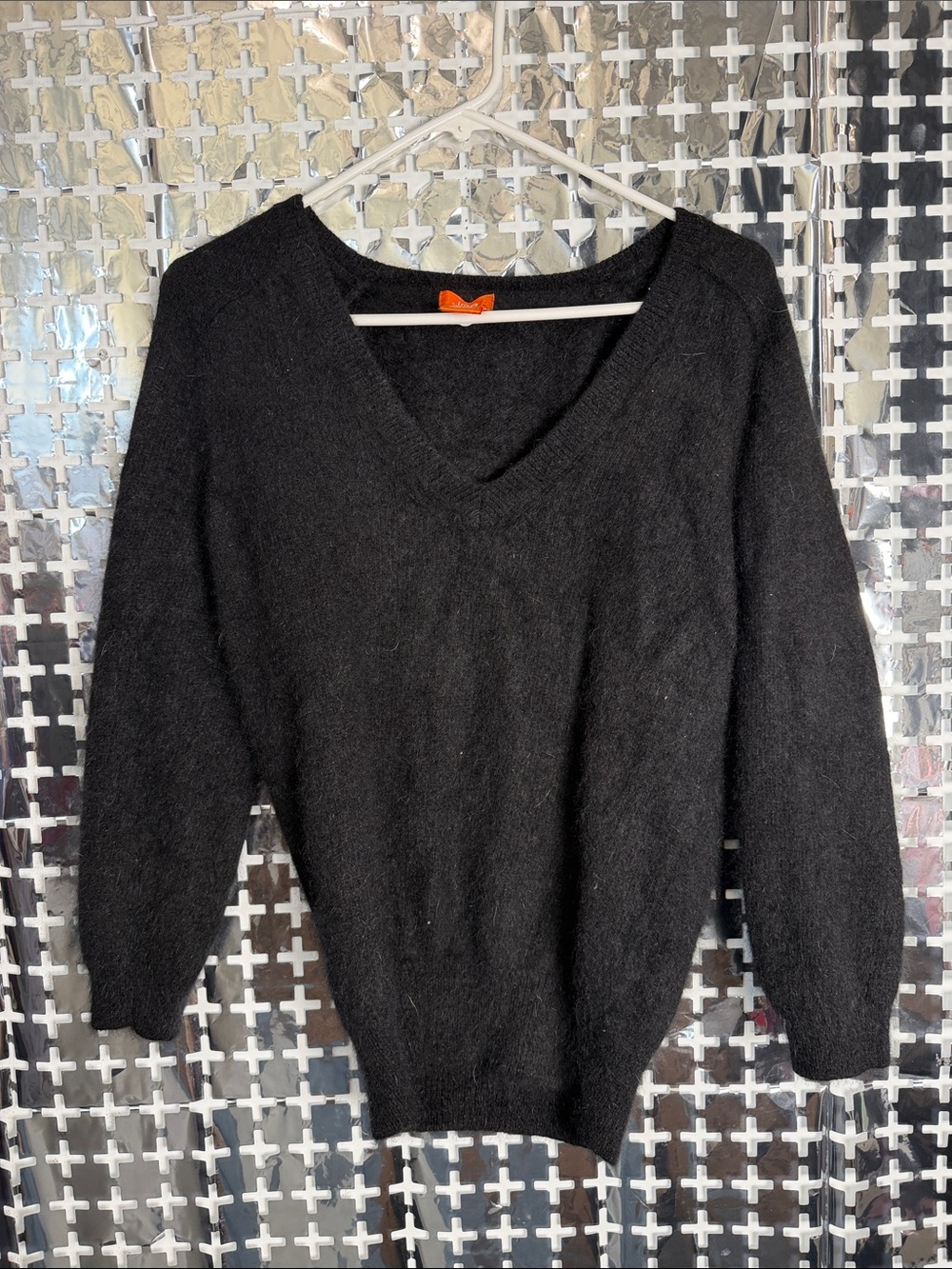 Joe Fresh Black V-Neck Fuzzy Sweater